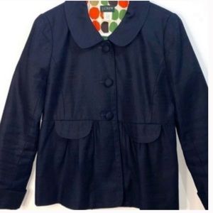 - J Crew peplum navy jacket blazer linen cotton blend  NEW without Tag